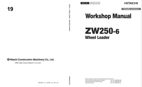 33D 19 Hitachi ZW250-6 Wheel Loader Workshop Manual and Diagrams 2252 pages