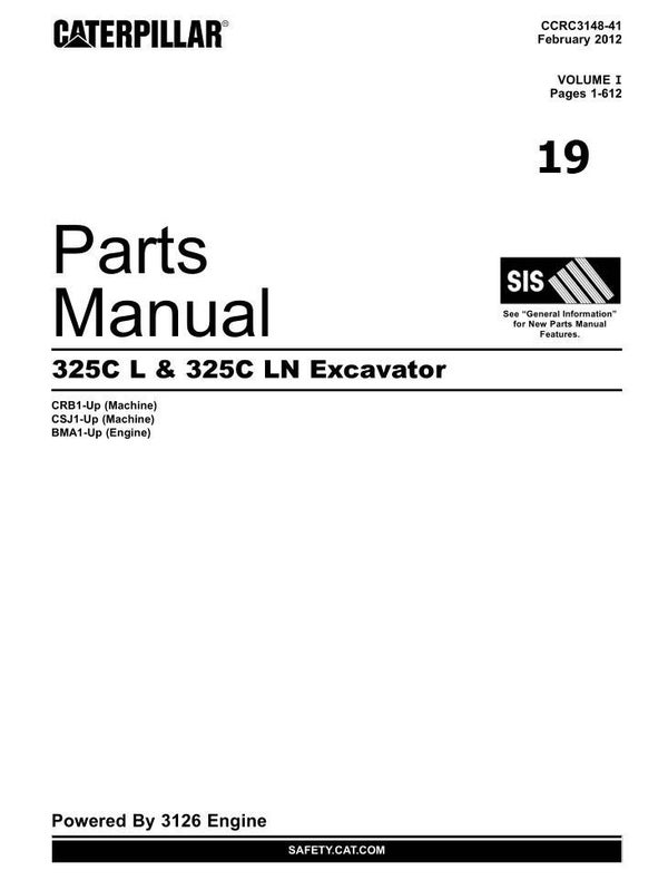 +19 Caterpillar 325CL & 325CLN Excavator Parts Manual 712 pages