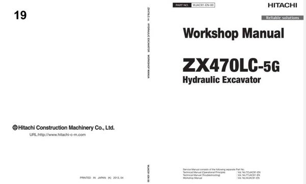 *+ 19 Hitachi ZX470LC-5G Workshop Manual and Diagrams 889 pages