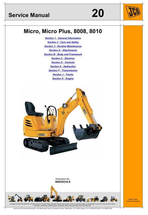 BH  20 JCB Micro, Micro Plus 8008 8010 Service Repair Manual 304 pages
