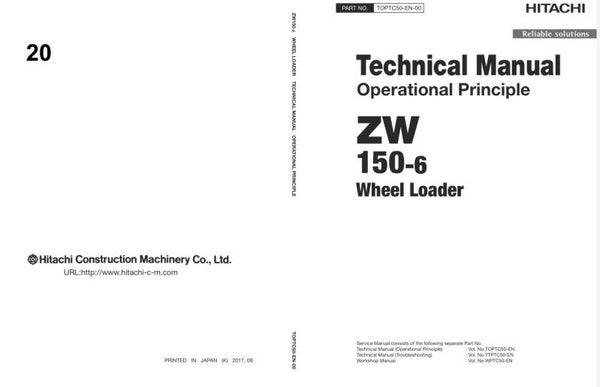 33D 20 Hitachi ZW 150-6 ZW 150PL-6 Wheel Loader Technical Manuals 2003 pages