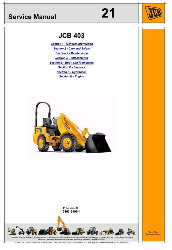 BH 21 JCB 403 Loader Service Repair Manual 254 pages