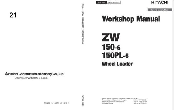 33D 21 Hitachi ZW 150-6 ZW 150PL-6 Wheel Loader Workshop Manual and Diagrams 629 pages