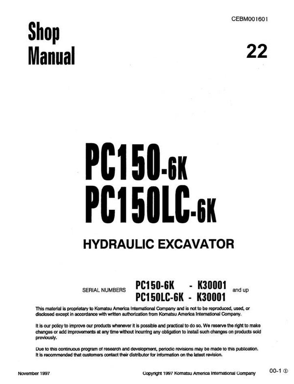 KM 22 Komatsu PC150-6K , PC150LC-6K Workshop Repair Manual 616 pages
