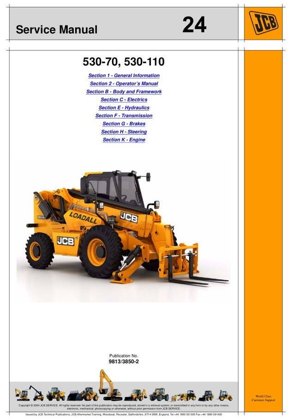 BH 24 JCB Loadall 530-70, 530-110 Service Repair Manual 538