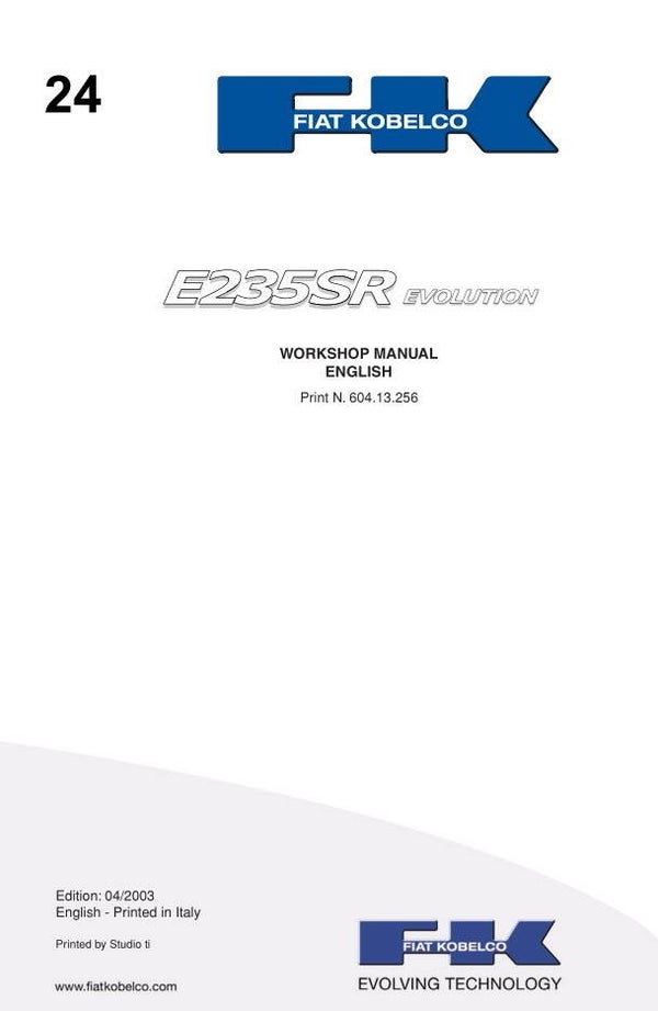 KB  24 Kobelco E235SR Evolution Excavator Workshop Manual 880 pages