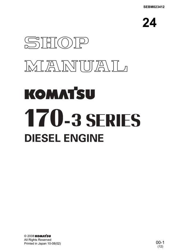 KM  24 Komatsu 170-3 Engine Series Workshop Manual 453 pages
