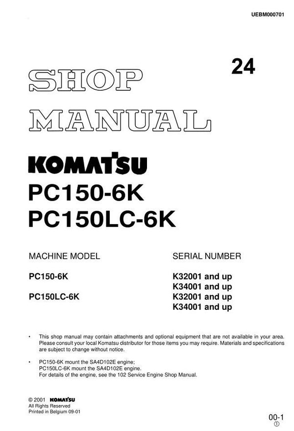 KM 24 Komatsu PC160-6K, PC180LC, 180NLC-6K Workshop Repair Manual 692 pages