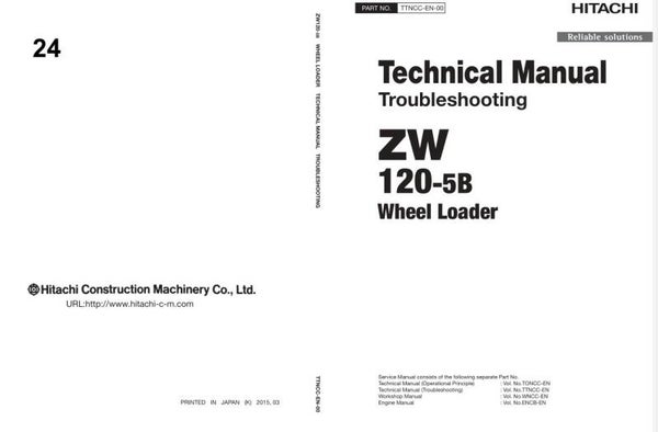 33D 24 Hitachi ZW120-5B Wheel Loader Technical Troubleshooting Manual 805 pages