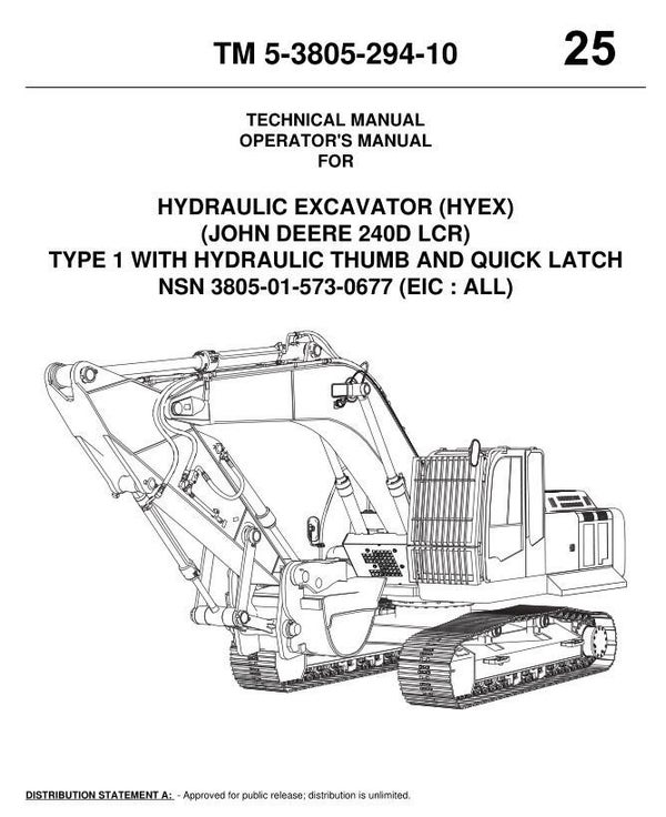 JD  25 John Deere 240D LC Excavator Technical Manual 535 pages