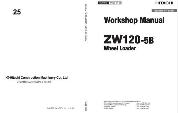 33D 25 Hitachi ZW120-5B Wheel Loader Workshop Manual 585 pages