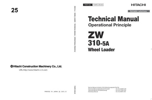 33D 25 Hitachi ZW310-5A Wheel Loader Technical Manuals and Diagrams 837 pages