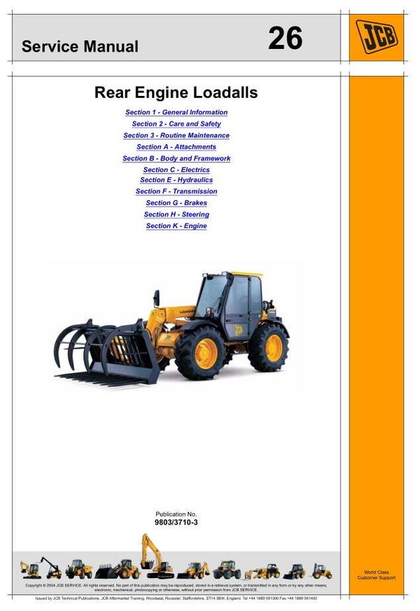 BH 26 JCB Rear Engine Loadalls 526, 526S, 528-70, 528S Service Repair Manual 608 pages