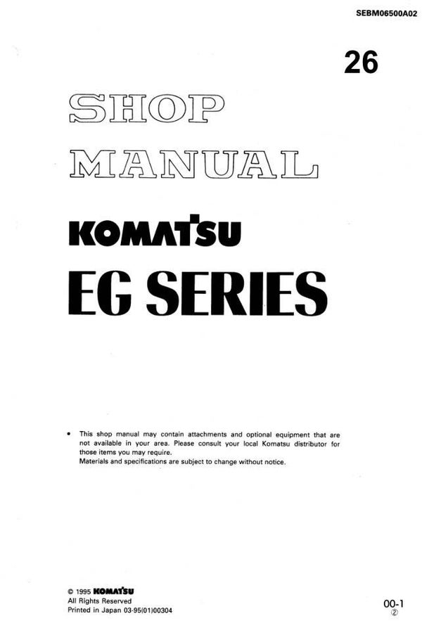 KM  26 Komatsu EG33 Series Engine Generator Shop Manual 144 pages