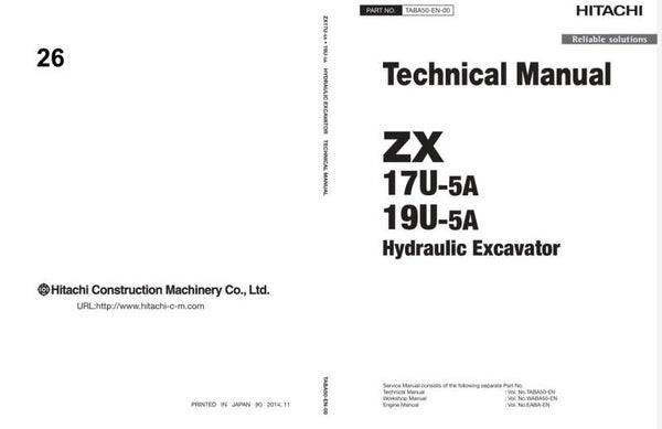 *+ 26 Hitachi ZX17U-5A and ZX19U-5A Excavator Technical Manual 315 pages