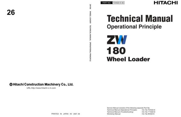 33D 26 Hitachi ZW180 Wheel Loader Technical Manuals 931 pages