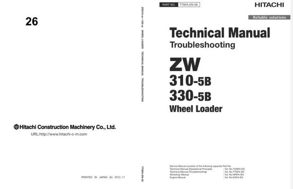 33D 26 Hitachi ZW310-5B Wheel Loader Technical Manuals and Diagrams 1312 pages