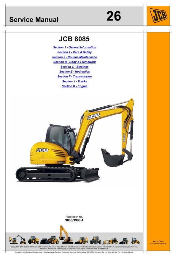 BH  26 JCB Mini Excavator 8085 Service Repair Manual 484 pages
