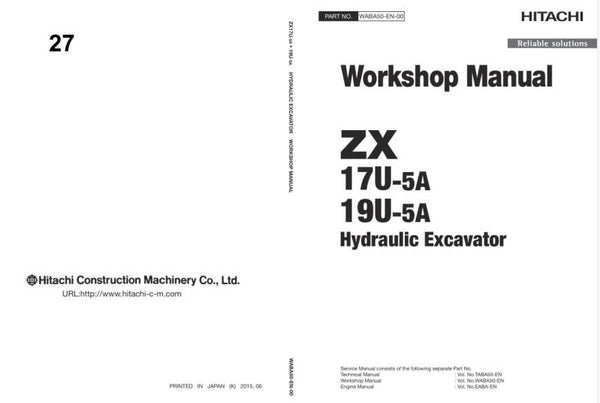 *+ 27 Hitachi ZX17U-5A and ZX19U-5A Excavator Workshop Manual 372 pages