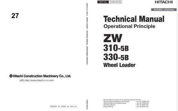 33D 27 Hitachi ZW310-5B ZW330-5B Wheel Loader Technical Manuals 878 pages