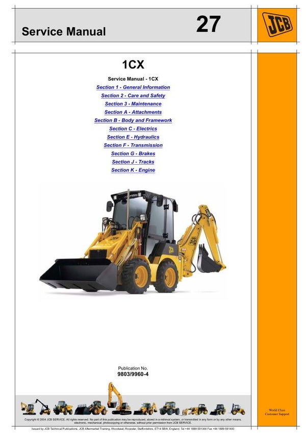 BH 27 JCB Loader 1CX Service Repair Manual 475 pages