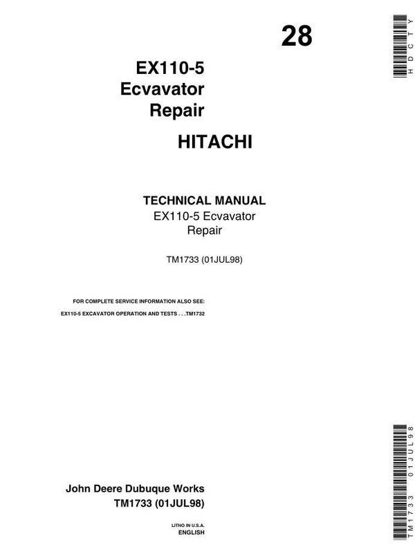 ^28 Hitachi EX110-5 Excavator Technical Repair Manual 753 pages