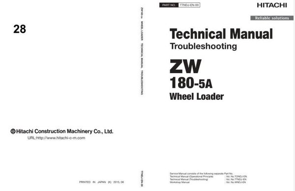 33D 28 Hitachi ZW180-5A Wheel Loader Technical Manual 435 pages