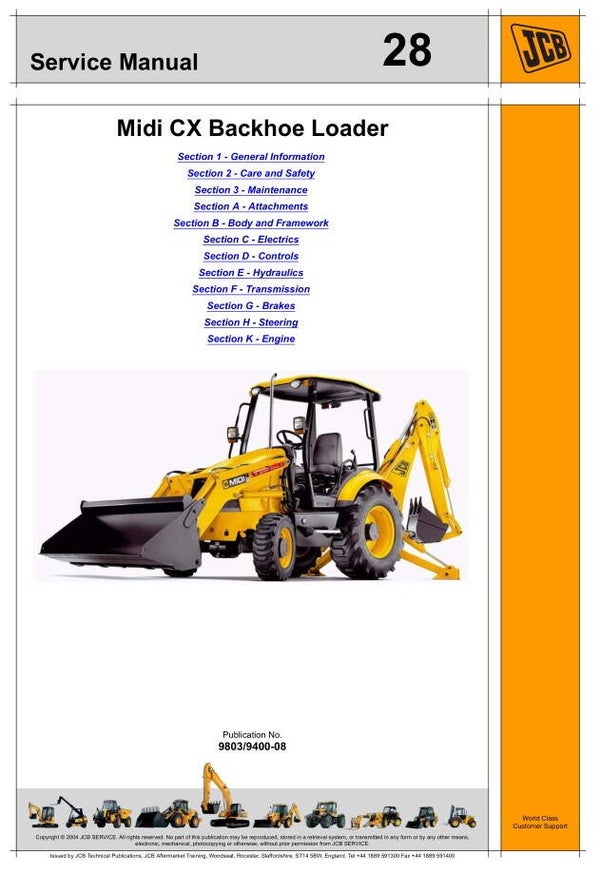BH 28 JCB Midi CX Backhoe Loader Service Repair Manual 621 pages