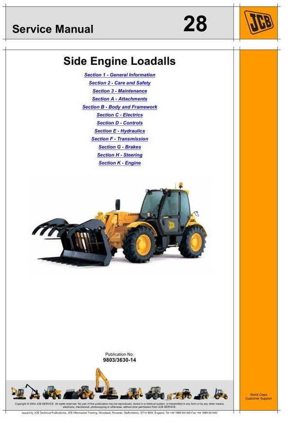 BH 28 JCB Side Engine Loadalls 530, 532, 533, 535, 537, 540 Service Repair Manual 1012 pages