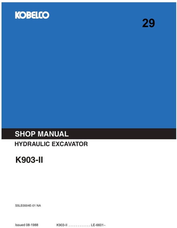 KB  29 Kobelco K903-II Excavator Workshop Repair Manual 554 pages