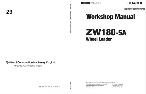 33D 29 Hitachi ZW180-5A Wheel Loader Workshop Manual and Diagrams 766 pages