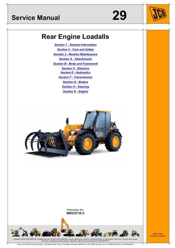 BH 29 JCB Rear Engine Loadalls 526, 526S, 528-70, 528S Service Repair Manual 608 pages