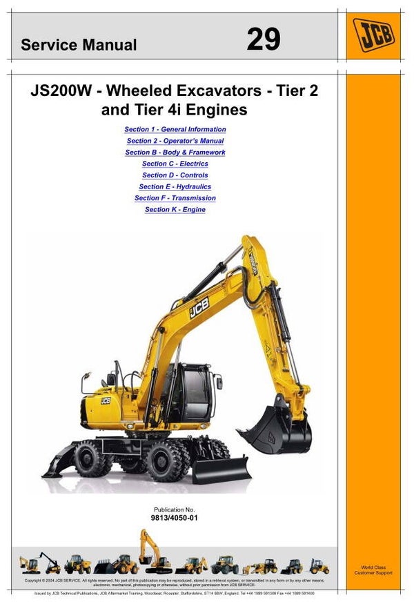 BH 29 JCB JS200W Tier 2 and Tier 4i Engine Service Repair Manual 1298 pages