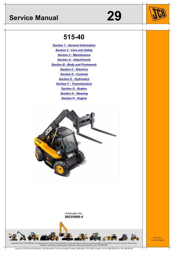 BH 29 JCB Telehandler 515-40 Service Repair Manual 640