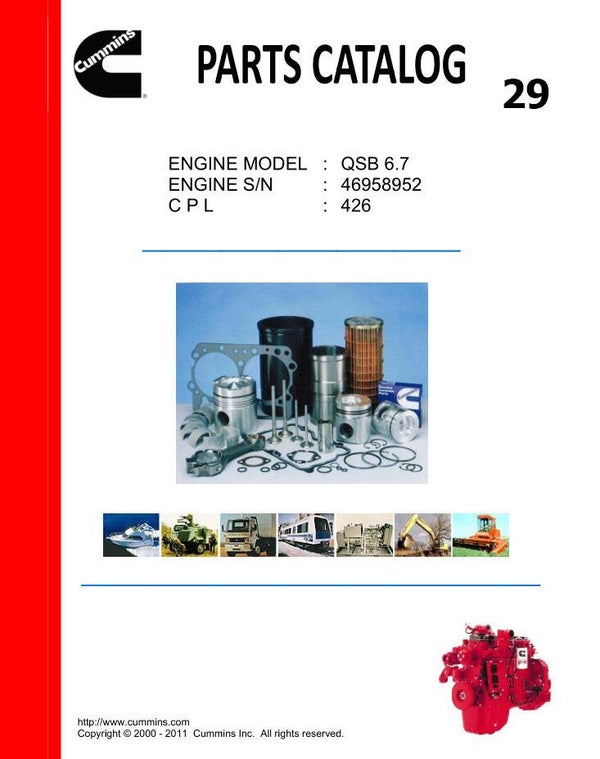 )) 29 Cummins QSB6.7-CPL426 Engine Parts Catalog 106 pages