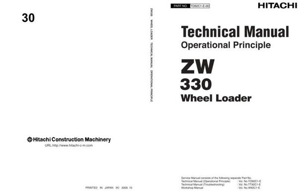 33D 30 Hitachi ZW330 Wheel Loader Technical Manuals 1390 pages