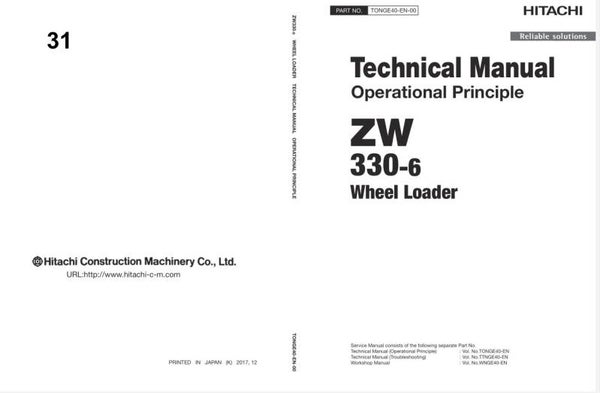 33D 31 Hitachi ZW330-6 Wheel Loader Technical Manuals 1008 pages