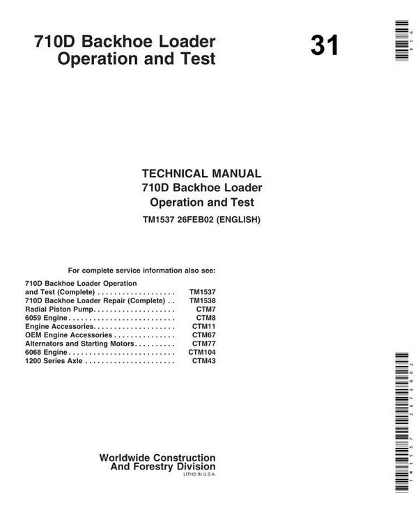 BH 31 710D Backhoe Operations and Tests Manual 1043 pages