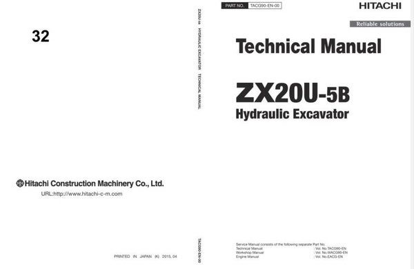 *+ 32 Hitachi ZX20U-5B Excavator Technical Manual 323 pages