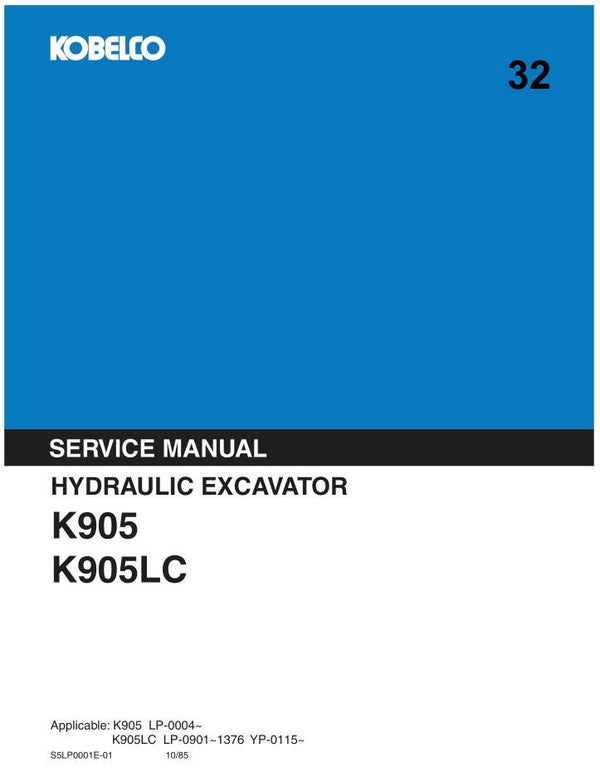 KB  32 Kobelco K905, K905LC Excavator Service Repair Manual 816 pages