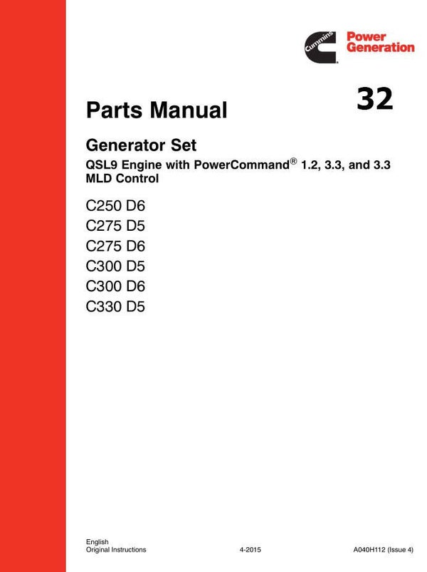 )) 32 Cummins QSL9 Engine Parts Manual 113 pages