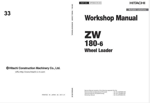 33D 33 Hitachi ZW180-6 ZW180PL-6 Wheel Loader Workshop Manual 2135 pages