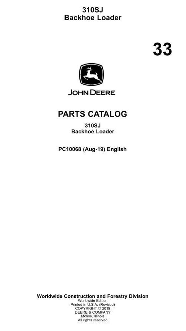 JD  33 John Deere 310SJ Backhoe Loader Parts Catalog 1316 pages