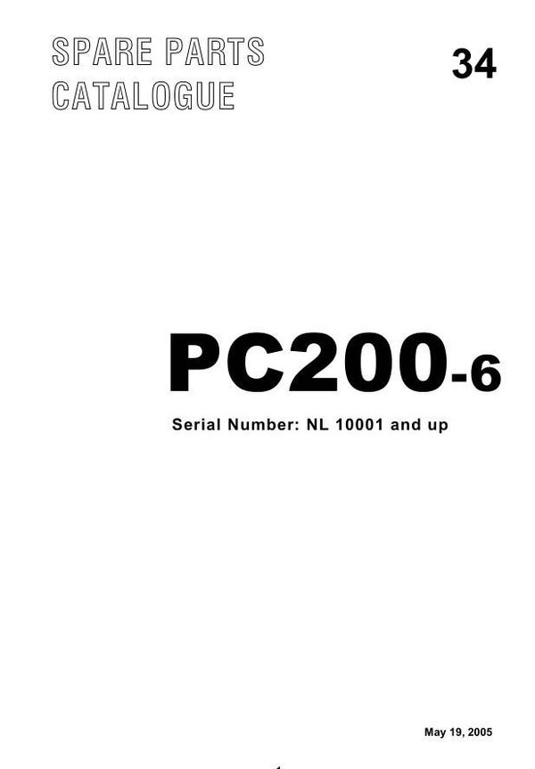 KM 34 Komatsu PC200-6 Excavator Spare Parts Catalogue 370 pages