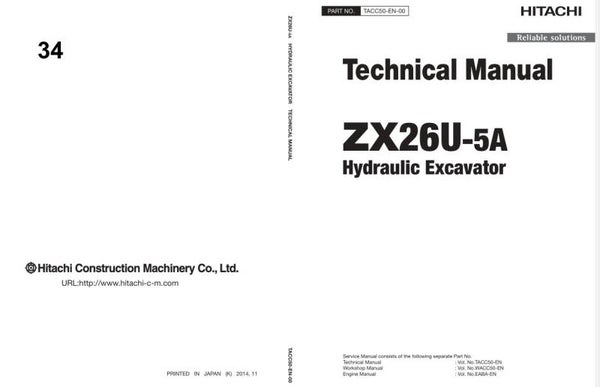 *+ 34 Hitachi ZX26U-5A Excavator Technical Manual 323 pages
