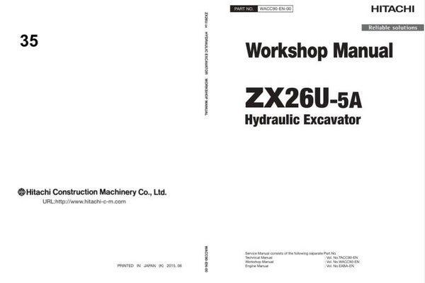 *+ 35 Hitachi ZX26U-5A Excavator Workshop Manual and Diagrams 398 pages