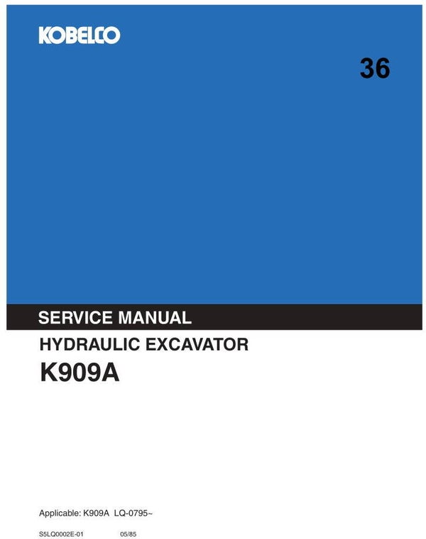 KB  36 Kobelco K909A Excavator Service Repair Manual 463 pages