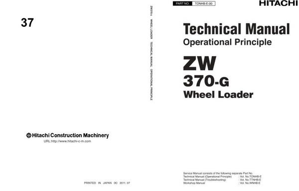33D 37 Hitachi ZW370-G Wheel Loader Technical Manuals 738 pages