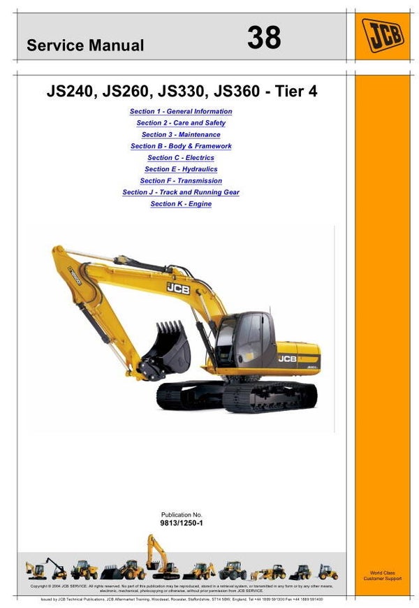 BH 38 JS240, JS260, JS330, JS360 – Tier 4 Excavator Service Repair Manual 977 pages