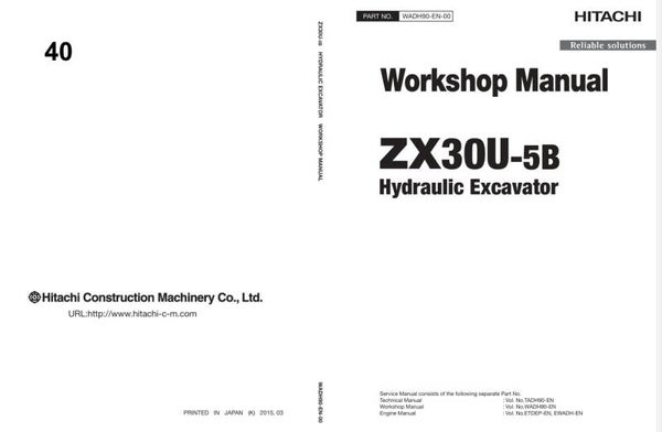 *+ 40 Hitachi ZX30U-5B Excavator Workshop Manual and Diagrams 373 pages